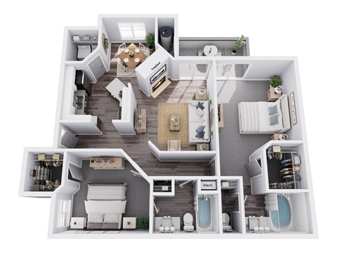 Floor plan for 2 beds, 2 baths, 1120 sqft